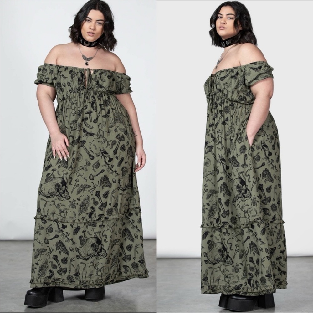 Killstar Forestine Green Maxi Off The Shoulder Dress Whimsy Fairy Grunge 4XL - Picture 2 of 9